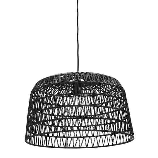 Hello Honey® 19.5" Charcoal Gray Woven Pendant Lamp